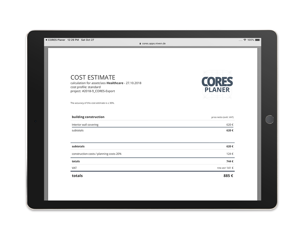 Tablet CORES Cost Estimate PDF
